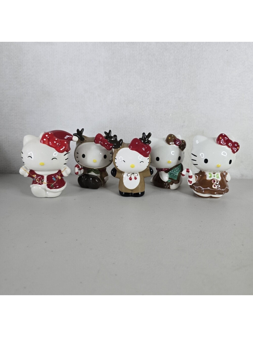 5 Hello Kitty Christmas Reindeer Santa Mug Companion Replacement Figurine Lot